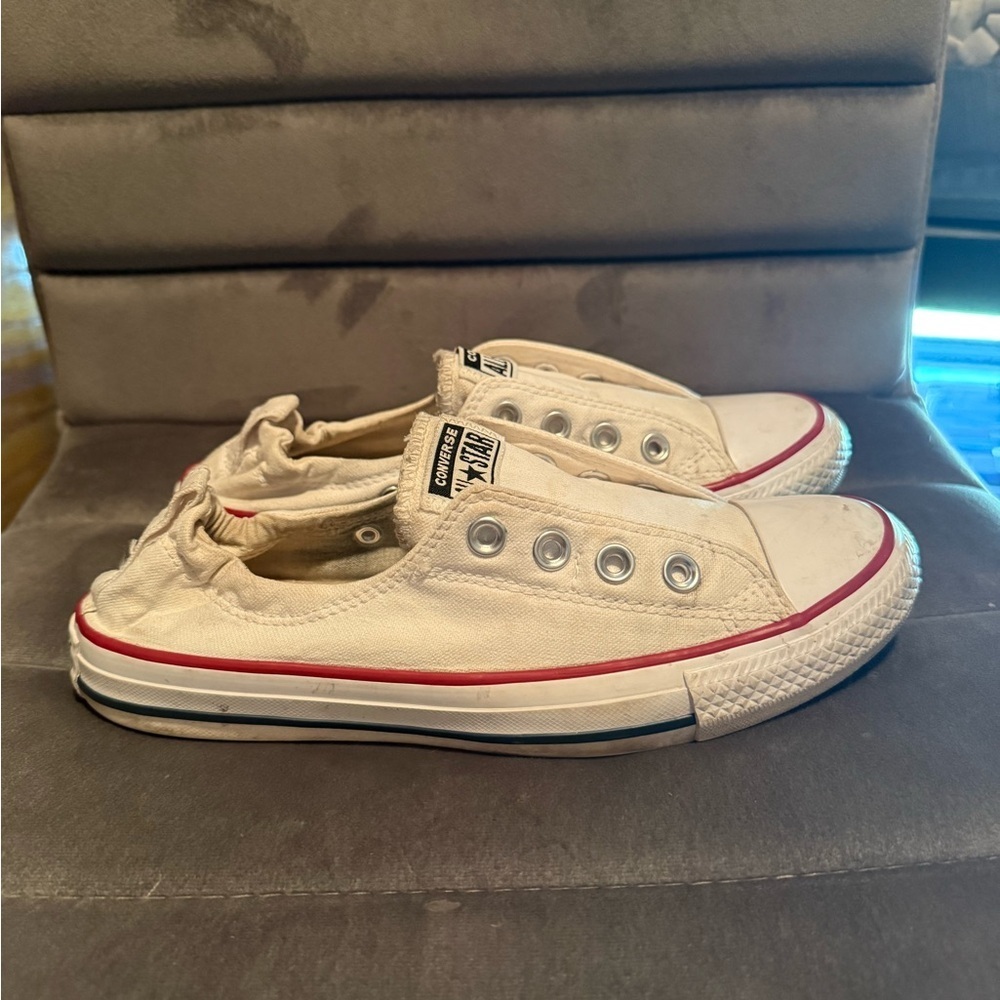 Women’s White Slip-On Converse Sneakers Size 8